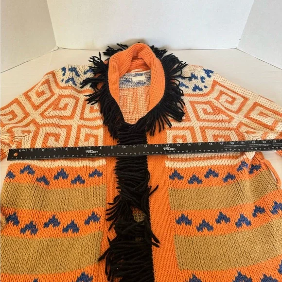 Mother Runaway Child Open Cardigan Fringe Coral Women’s Sz Large Alpaca NO BELT - Picture 12 of 14